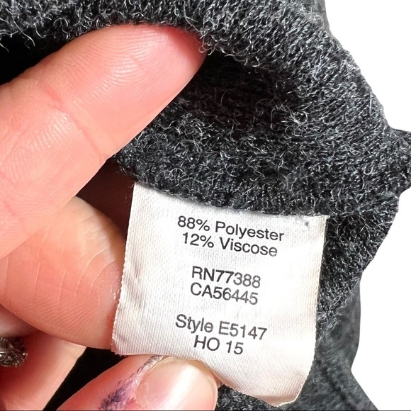 Madewell Slate Charcoal Gray Knit Popover Deep Plunging V-Neck Sweater Size M - Picture 8 of 17